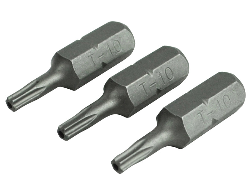 Faithfull Security S2 Grade Steel Screwdriver Bits T10S x 25mm (Pack 3) FAISBT1025S