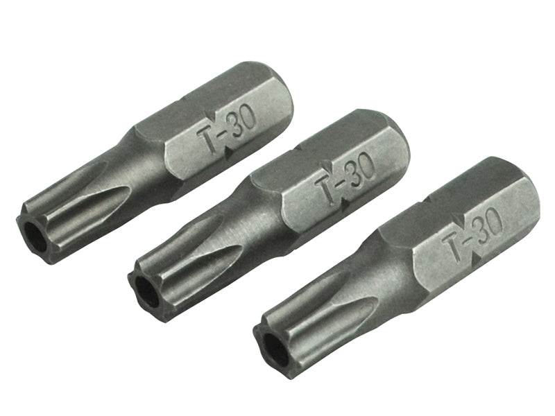Faithfull Security S2 Grade Steel Screwdriver Bits T30S x 25mm (Pack 3) FAISBT3025S