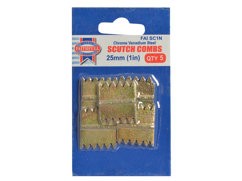 Faithfull Scutch Combs 25mm (1in) Pack of 5 FAISC1N