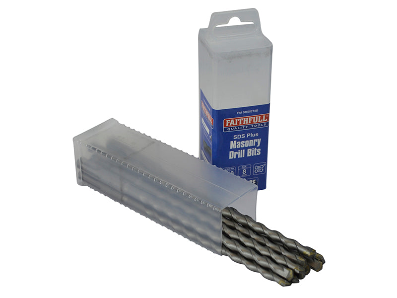 Faithfull SDS Plus Drill Bit 8mm OL: 210mm WL: 150mm Bulk 10 FAISDS8210B
