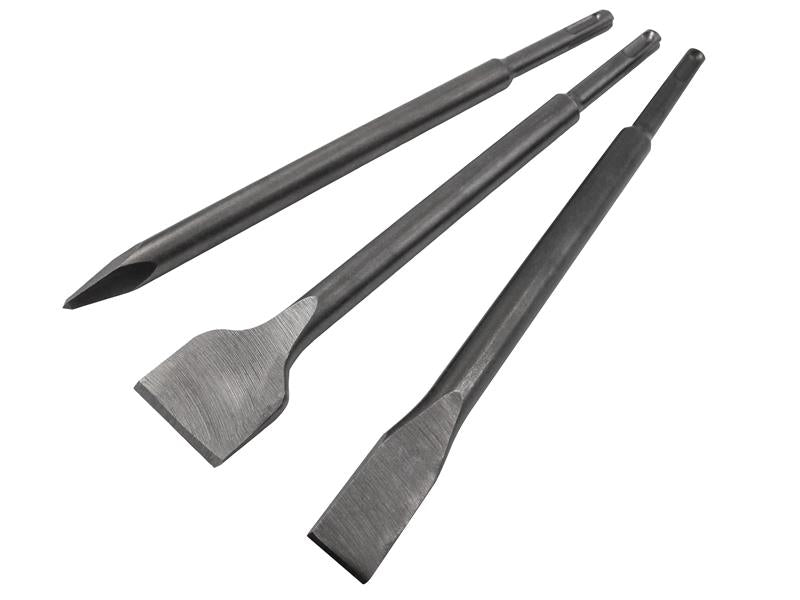 Faithfull SDS Plus Chisel Set 3 Piece Flat Spade And Point FAISDSCSET3