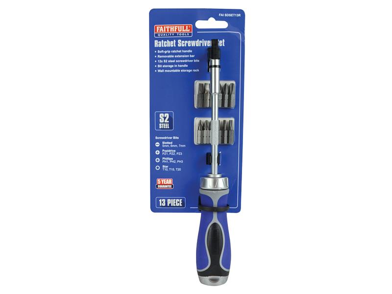 Faithfull Ratchet Screwdriver Set, 13 Piece FAISDSET13R