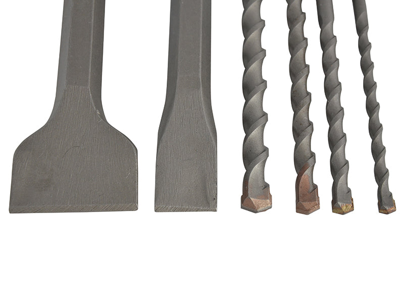 Faithfull SDS Plus Chisel & Drill Bit Set, 6 Piece FAISDSSET6BP