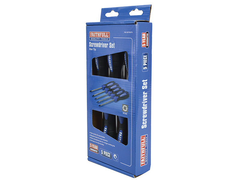 Faithfull Star (Torx) Head Screwdriver Set, 5 Piece FAISDTSET5