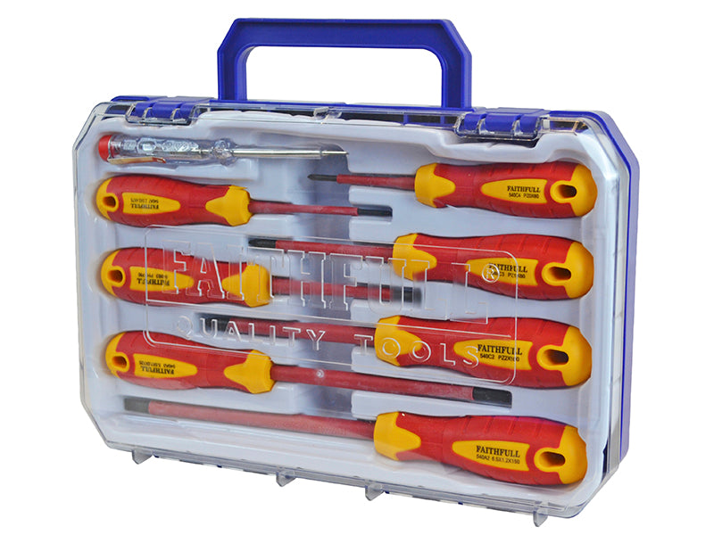 Faithfull VDE Soft Grip Screwdriver Set (Case), 8 Piece FAISDVDESET8