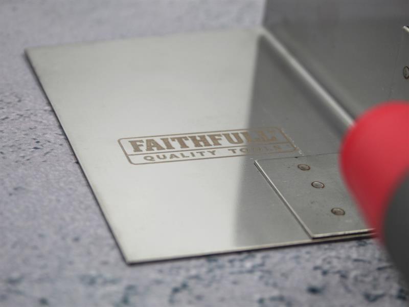 Faithfull Internal Corner Trowel Stainless Steel Soft Grip Handle 4 x 3 x 3in FAISGTCINTSS