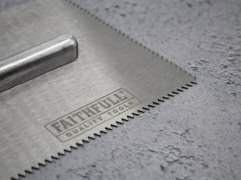 Faithfull Notched Trowel V 3mm Soft Grip Handle 11 x 4.1/2in FAISGTNOT3