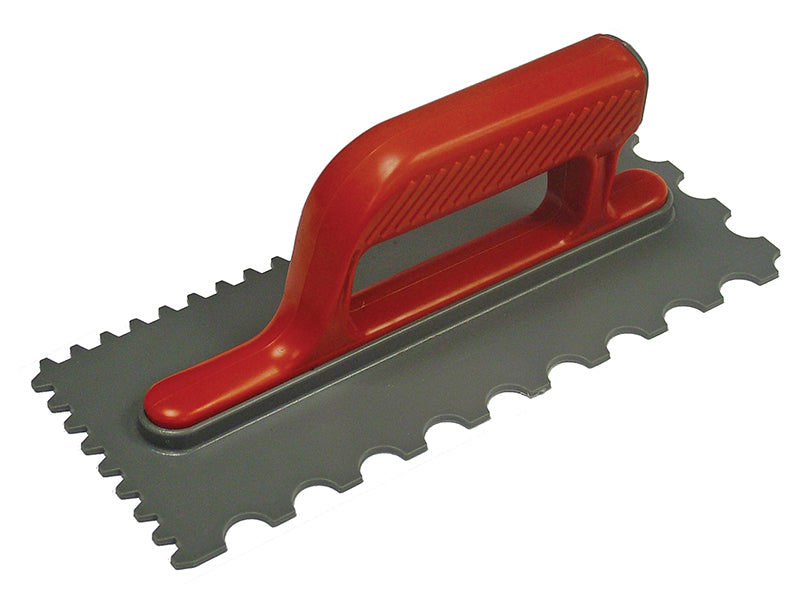 Faithfull Notched Trowel V 4mm & Round 7mm Plastic Handle 11 x 4.1/2in FAISGTNOTP