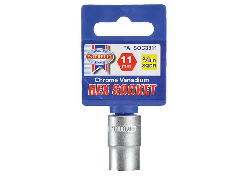 Faithfull 3/8in Drive 11mm Hexagon Socket Satin Chrome Plated FAISOC3811