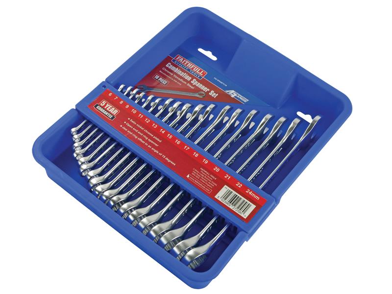 Faithfull Chrome Vanadium Combination Spanner Set, 18 Piece FAISPASETC18