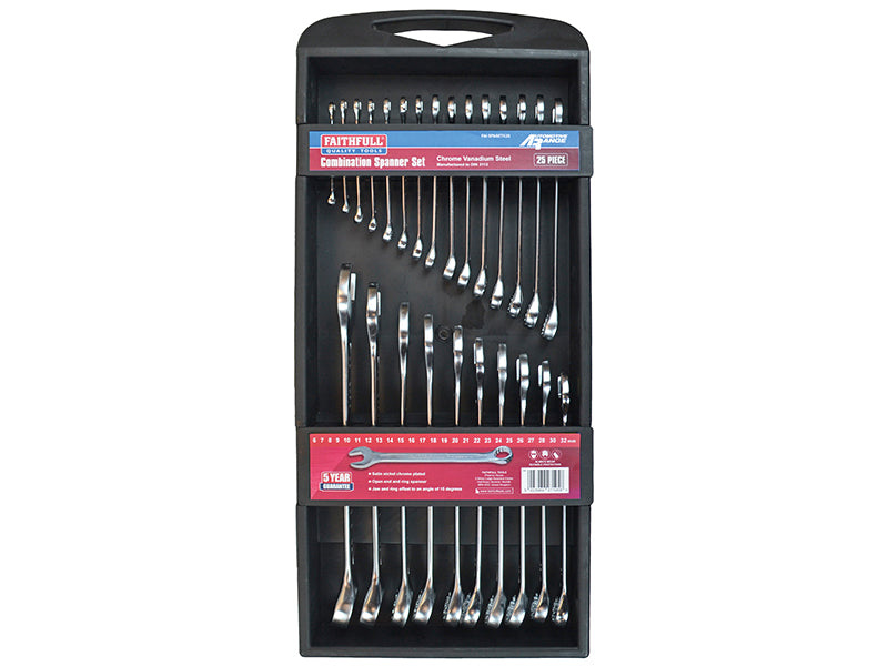 Faithfull Chrome Vanadium Comb Spanner Set, 25 Piece FAISPASETC25