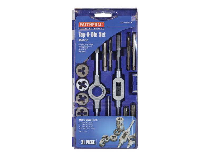 Faithfull Metric Tap & Die Set of 21 Carbon Steel FAITAPDSET21