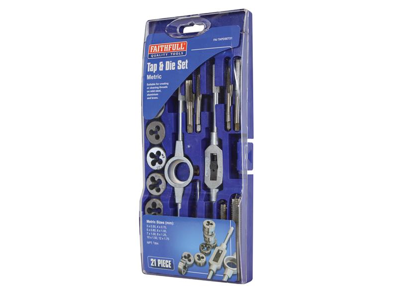 Faithfull Metric Tap & Die Set of 21 Carbon Steel FAITAPDSET21