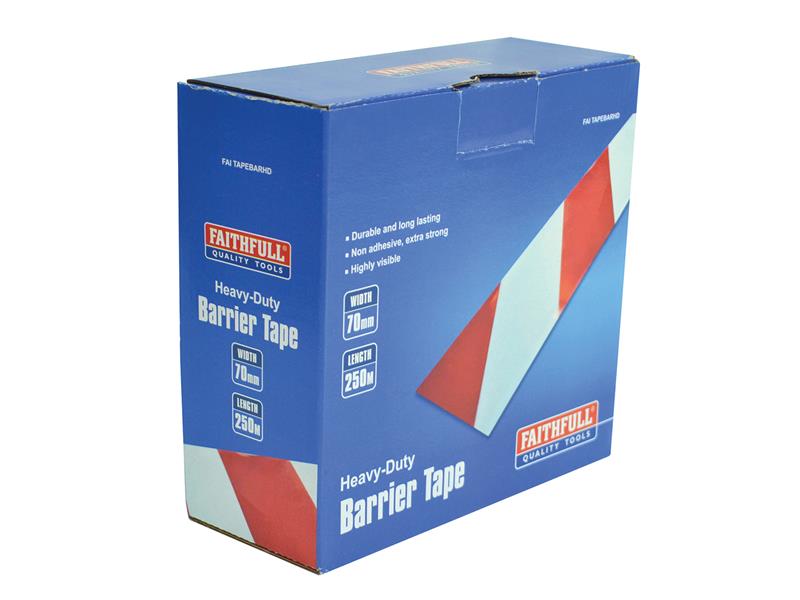 Faithfull Heavy-Duty Barrier Tape Red & White 70mm x 250m FAITAPEBARHD