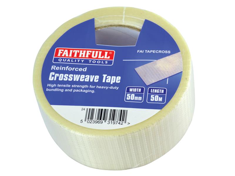 Faithfull Reinforced Crossweave Tape 50mm x 50m FAITAPECROSS