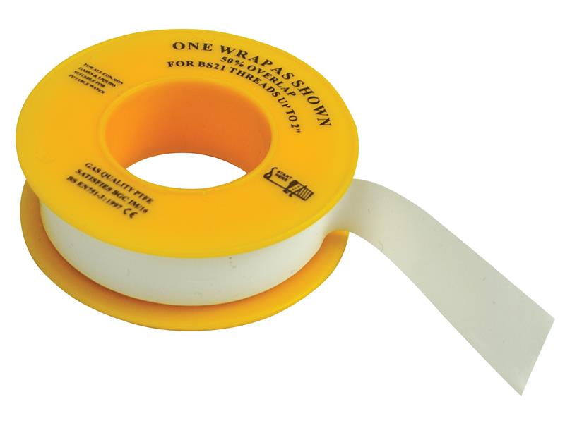 Faithfull P.T.F.E Gas Tape 12mm x 5m White (Pack 10) FAITAPEPTGAS