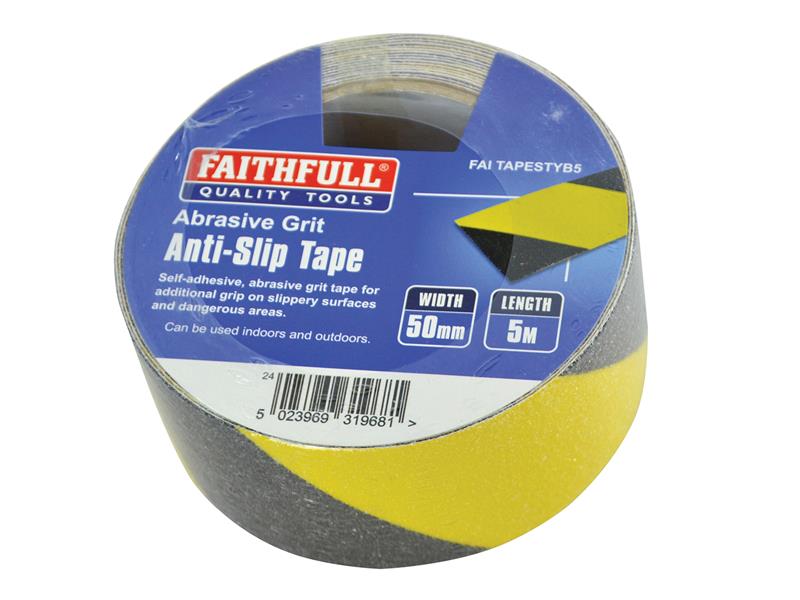 Faithfull Anti-Slip Tape 50mm x 5m Black & Yellow Hazard FAITAPESTYB5