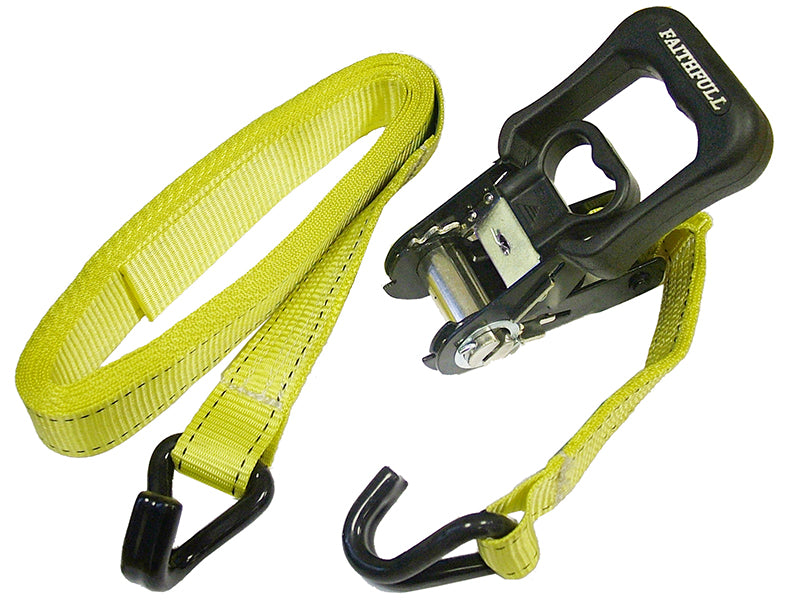 Faithfull Ratchet Tie-Downs J-Hook 5m x 32mm Breaking Strain 1320kg/daN 2 Piece FAITDRAT51JH