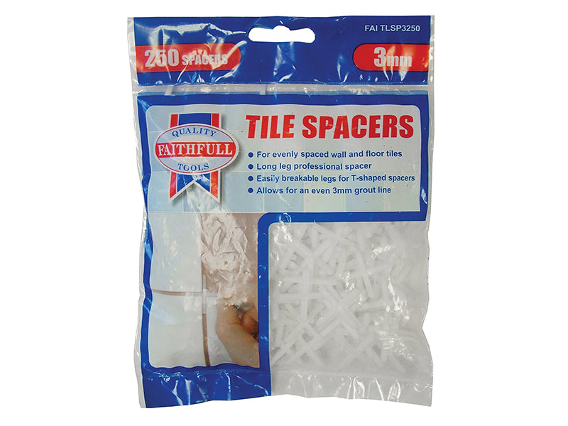 Faithfull Tile Spacer Long Leg 3mm (Bag 250) FAITLSP3250
