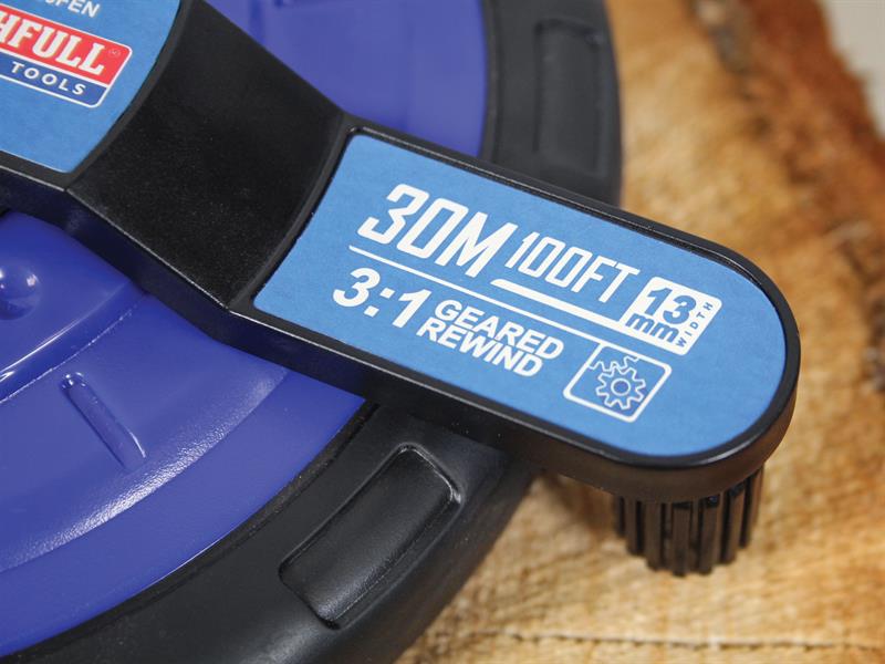 Faithfull Enclosed Fibreglass Long Tape 30m/100ft (Width 13mm) FAITM30FEN