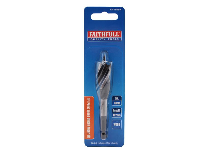 Faithfull Stubby Tri-Point Speed Auger Bit 16mm FAITPAS16