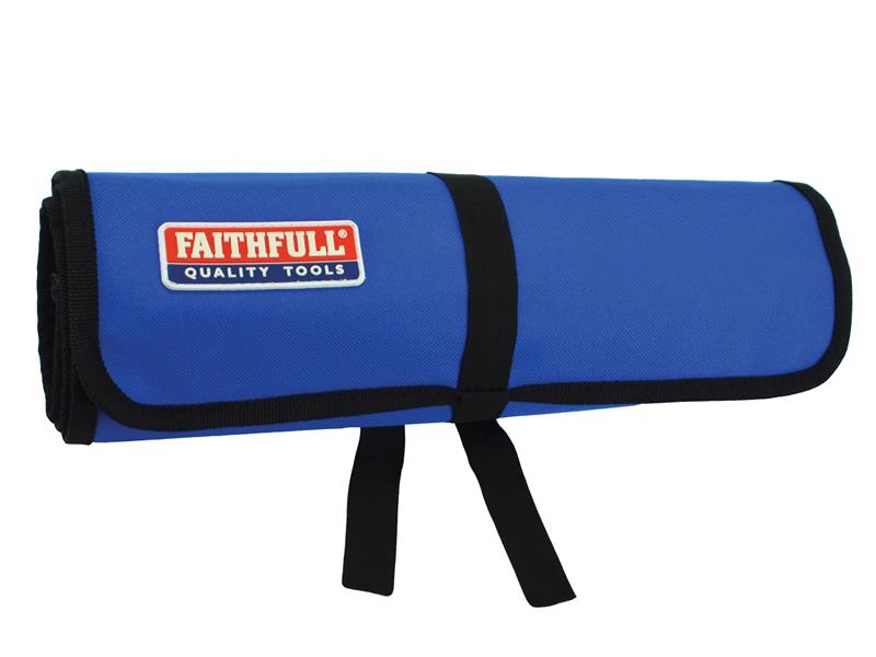 Faithfull Tool Roll 32 x 77cm Nylon Backed Polyester Pockets 15 FAITR15