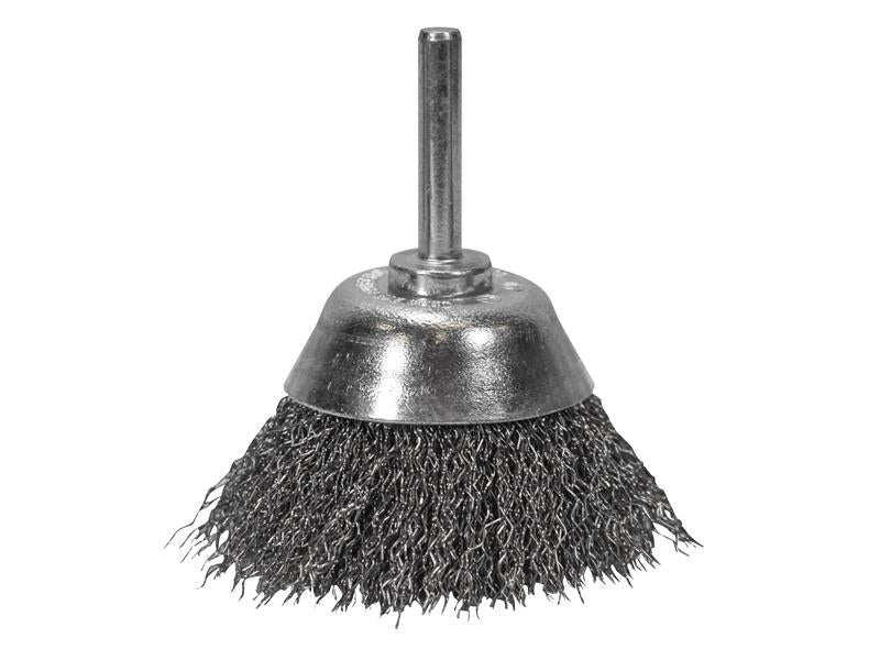 Faithfull Wire Cup Brush 75mm x 6mm Shank, 0.30mm Wire FAIWBS75