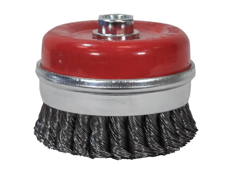 Faithfull Wire Cup Brush Twist Knot 100mm M14x2, 0.50mm Steel Wire FAIWBT100