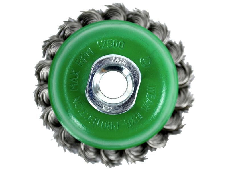 Faithfull Wire Cup Brush Twist Knot 65mm M14x2, 0.50mm Stainless Steel Wire FAIWBT65S