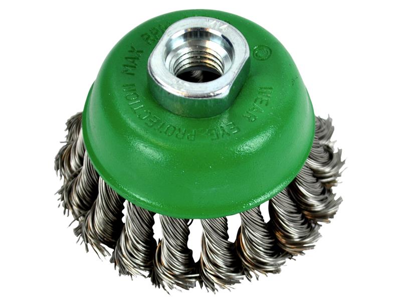 Faithfull Wire Cup Brush Twist Knot 65mm M14x2, 0.50mm Stainless Steel Wire FAIWBT65S