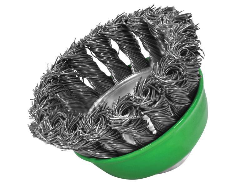Faithfull Wire Cup Brush Twist Knot 65mm M14x2, 0.50mm Stainless Steel Wire FAIWBT65S