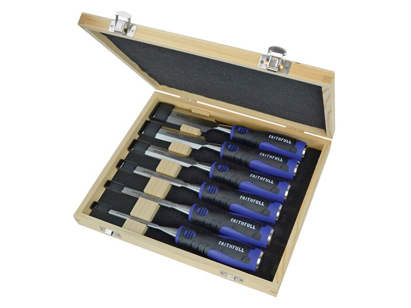 Faithfull Soft Grip Chisel Set + Storage Box, 6 Piece FAIWCSGS6WB