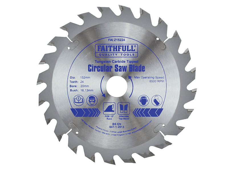 Faithfull TCT Circular Saw Blade 152 x 20mm x 24T POS FAIZ15224