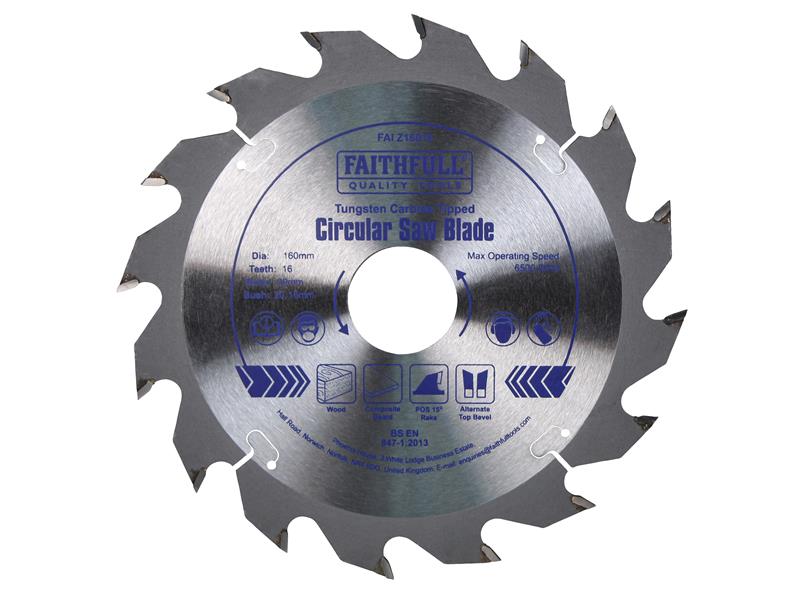 Faithfull TCT Circular Saw Blade 160 x 30mm x 16T POS FAIZ16016