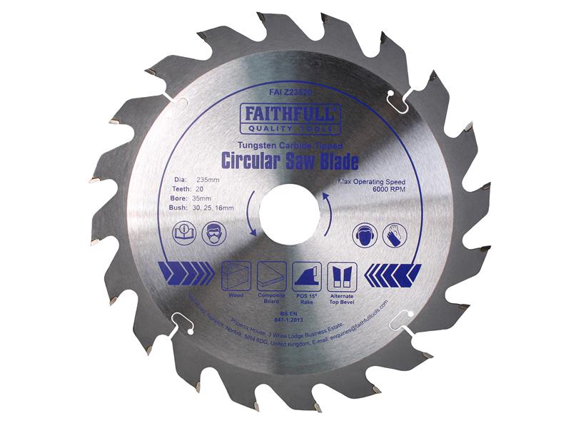 Faithfull TCT Circular Saw Blade 235 x 35mm x 20T POS FAIZ23520