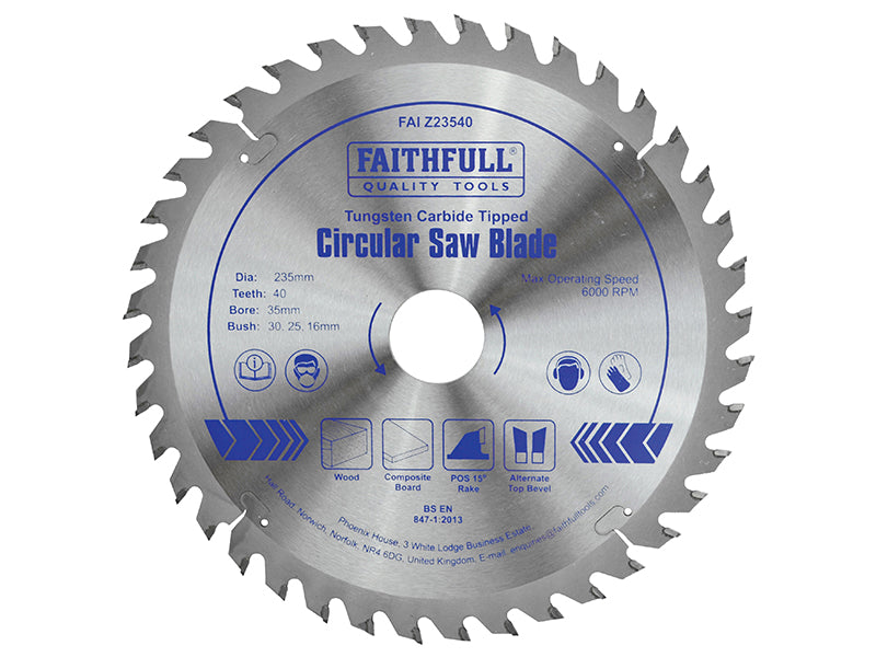 Faithfull TCT Circular Saw Blade 235 x 35mm x 40T POS FAIZ23540