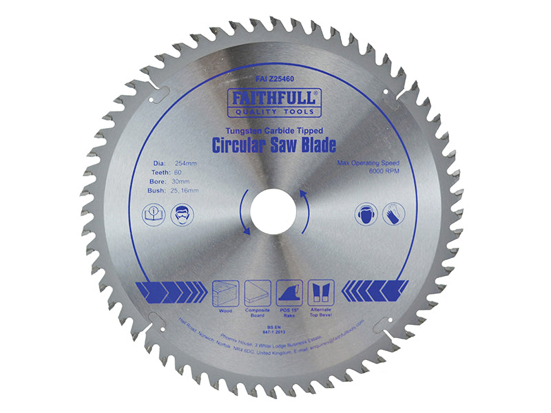 Faithfull TCT Circular Saw Blade 254 x 30mm x 60T POS FAIZ25460