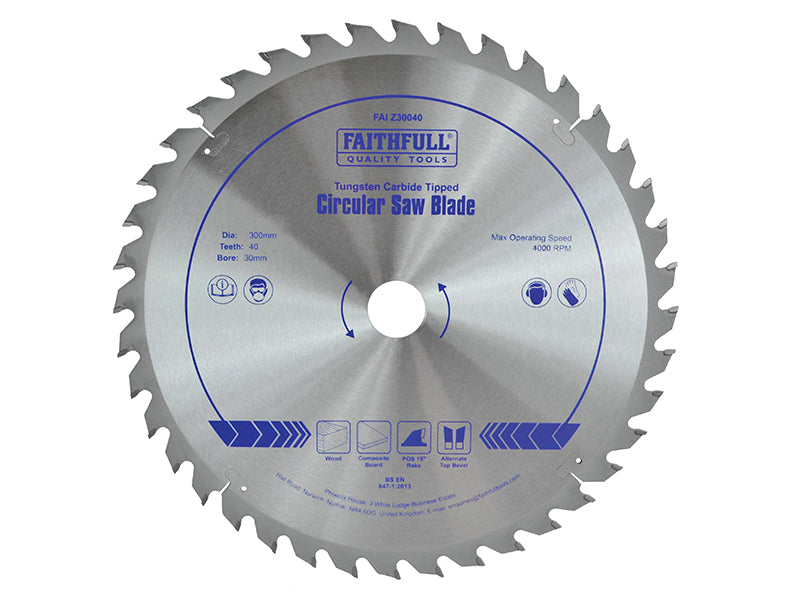 Faithfull TCT Circular Saw Blade 300 x 30mm x 40T POS FAIZ30040