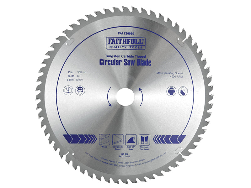 Faithfull TCT Circular Saw Blade 300 x 30mm x 60T POS FAIZ30060