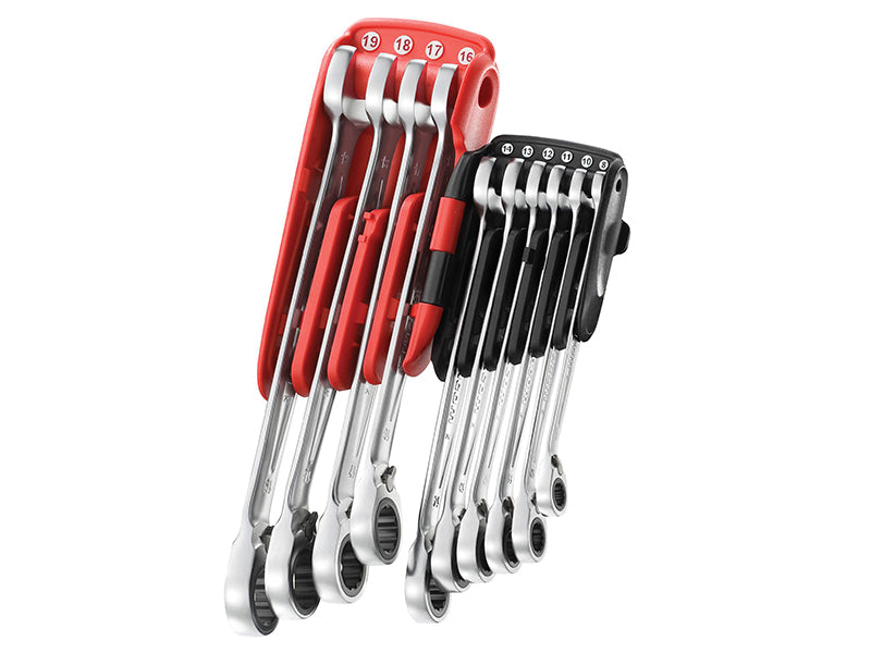 Facom Metric Ratchet Combination Wrench Set 10 Piece Angled At 15° 467B.JP10PB