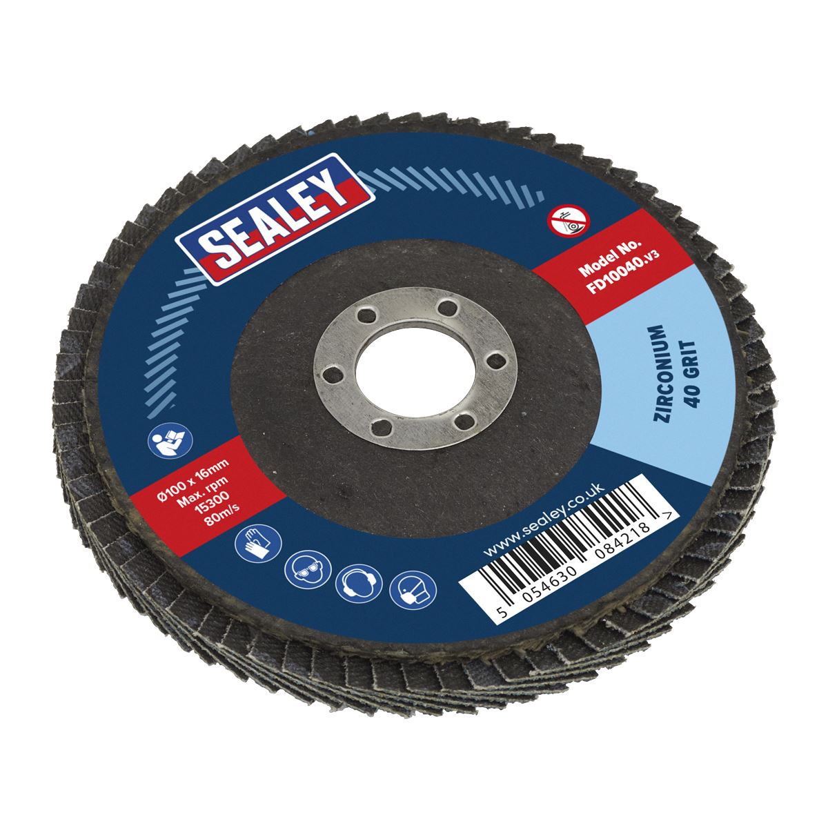 Sealey Flap Disc Zirconium �100mm �16mm Bore 40Grit FD10040