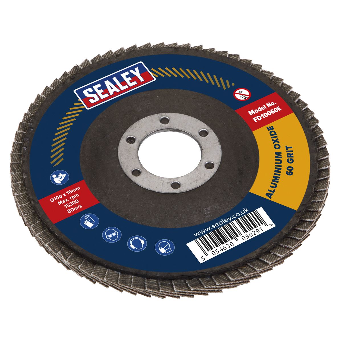 Sealey Flap Disc Aluminium Oxide �100mm �16mm Bore 60Grit FD10060E