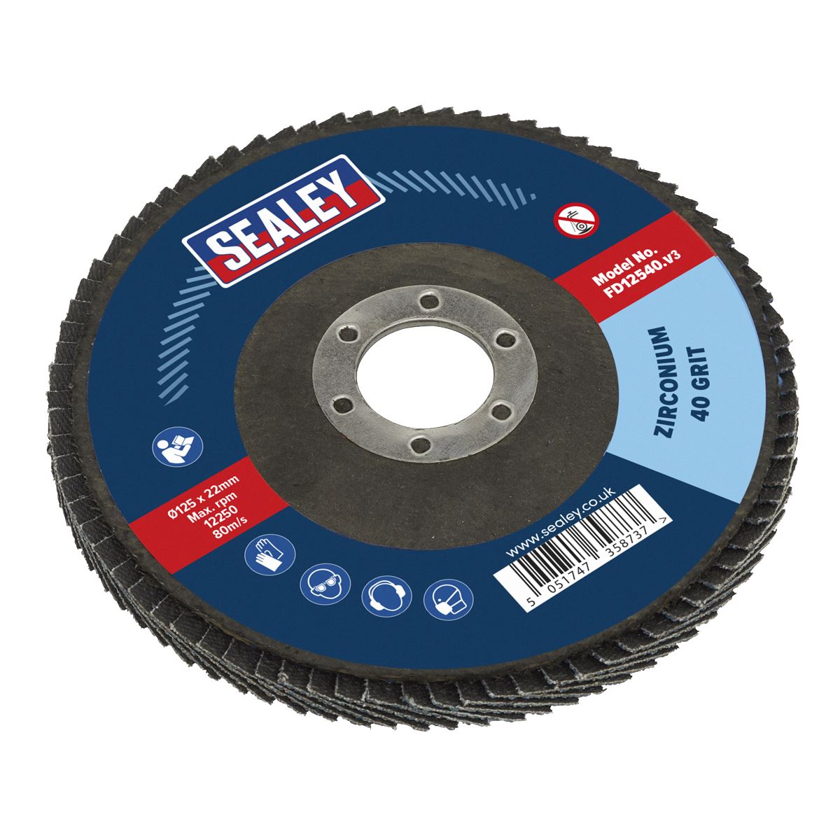 Sealey Flap Disc Zirconium �125mm �22mm Bore 40Grit FD12540