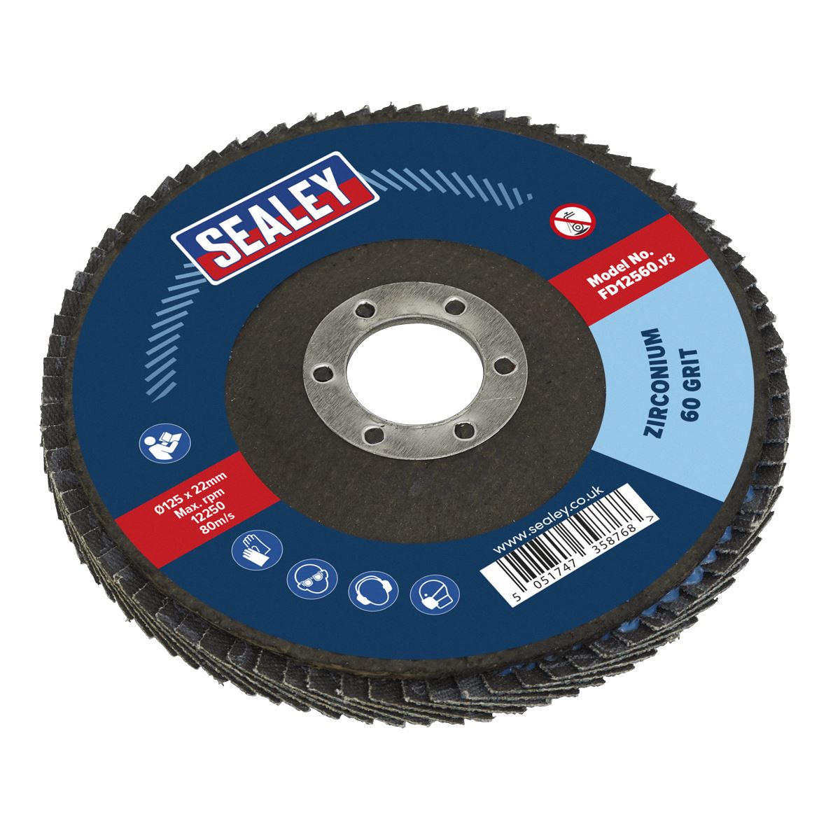 Sealey Flap Disc Zirconium �125mm �22mm Bore 60Grit FD12560