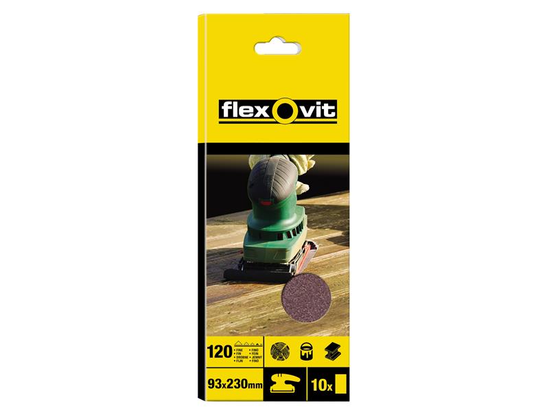Flexovit 1/3 Sanding Sheets Plain Coarse 50 Grit (Pack 10) FLV26314
