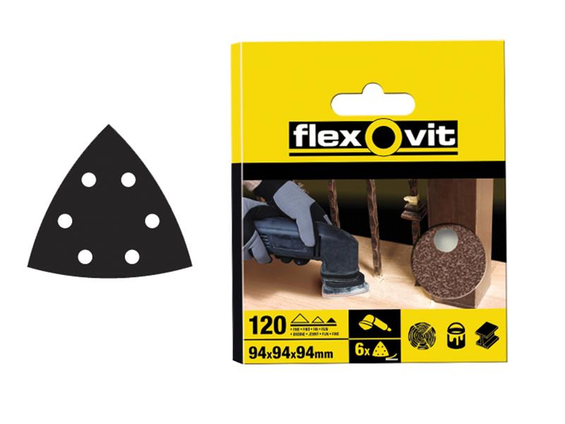 Flexovit Delta Hook & Loop Sanding Sheets 94mm Fine 120G (Pack 6) FLV26401