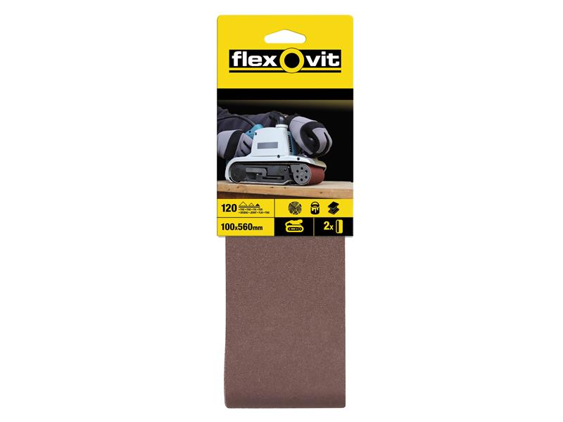 Flexovit Cloth Sanding Belt 560 x 100mm Fine 120G Pack of 2 FLV26476