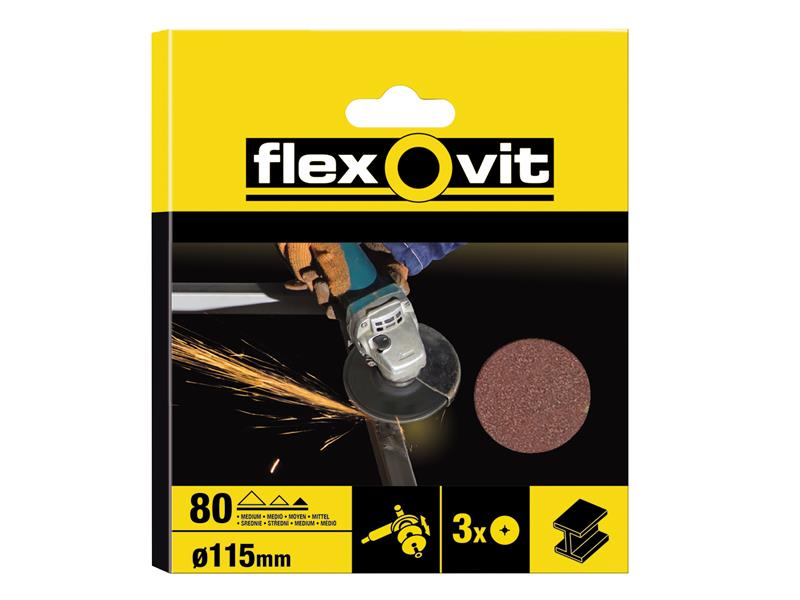 Flexovit Aluminium Oxide Fibre Disc 115mm Medium 50G (Pack 10) FLV27561