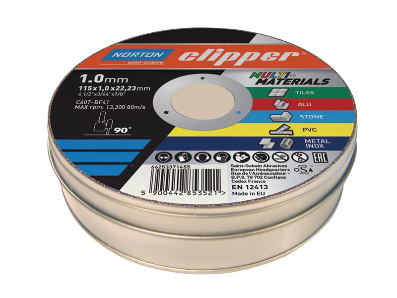 Flexovit Clipper® Multi-Materials Cutting Discs 115 x 22.23mm (Tin of 10) FLV839907