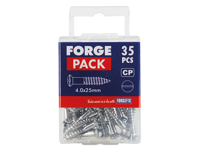 ForgeFix Multi-Purpose Screw SL Raised Head Chrome Plated 4.0 x 25mm ForgePack 35 FOR185536
